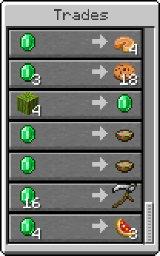 A trades list with the scythe in stock | lmao this screenshot is edited bc i had farmers delight